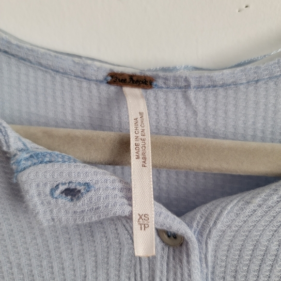 Free People waffle knit Henley long sleeve thermal top - Picture 4 of 8